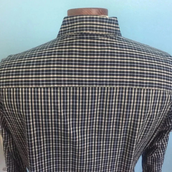 PRONTO UOMO Men Long Sleeve Button Down Plaids 100% Cotton Dress Shirt Sz Large - Picture 6 of 9